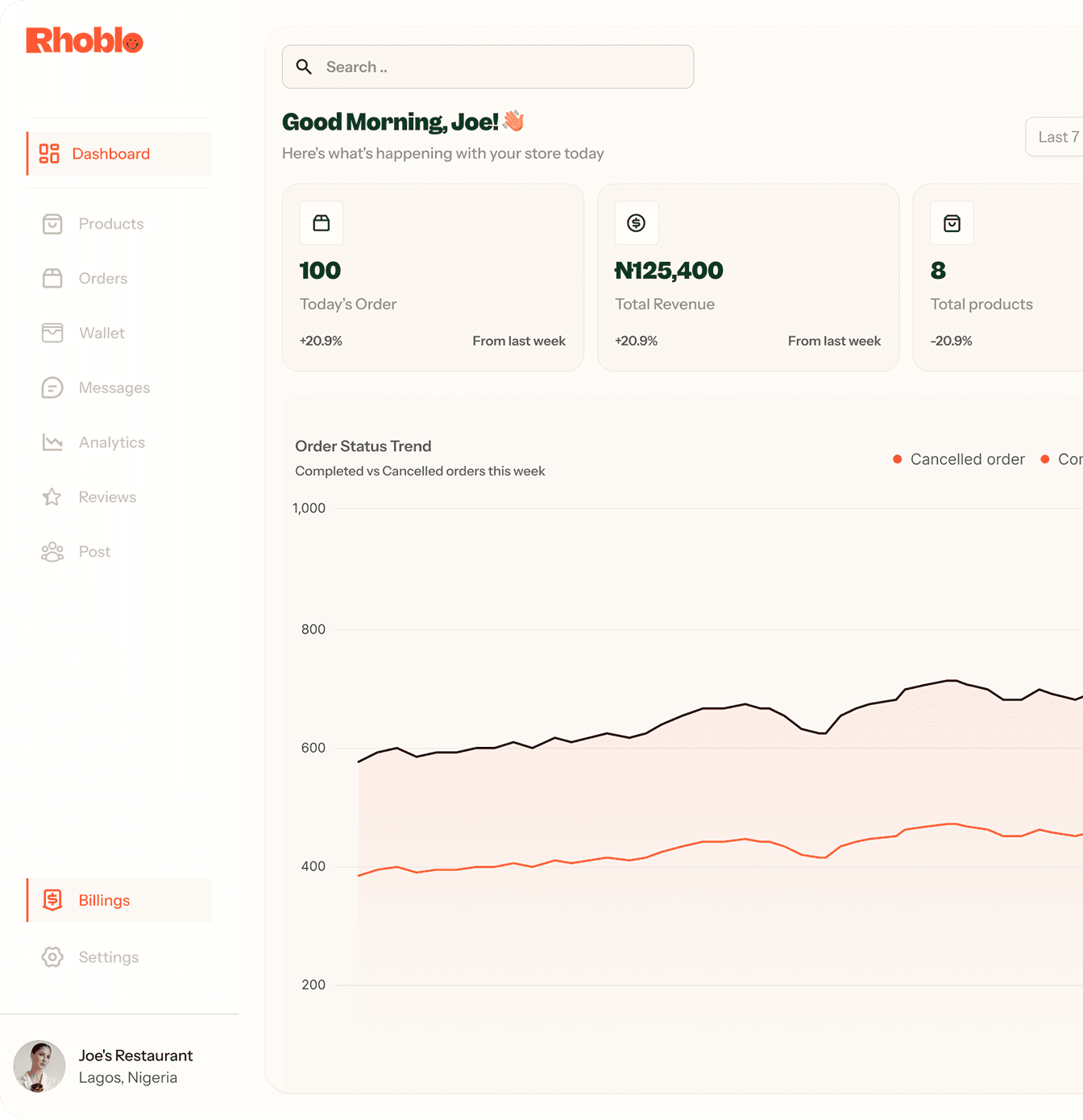 vendor dashboard screenshot